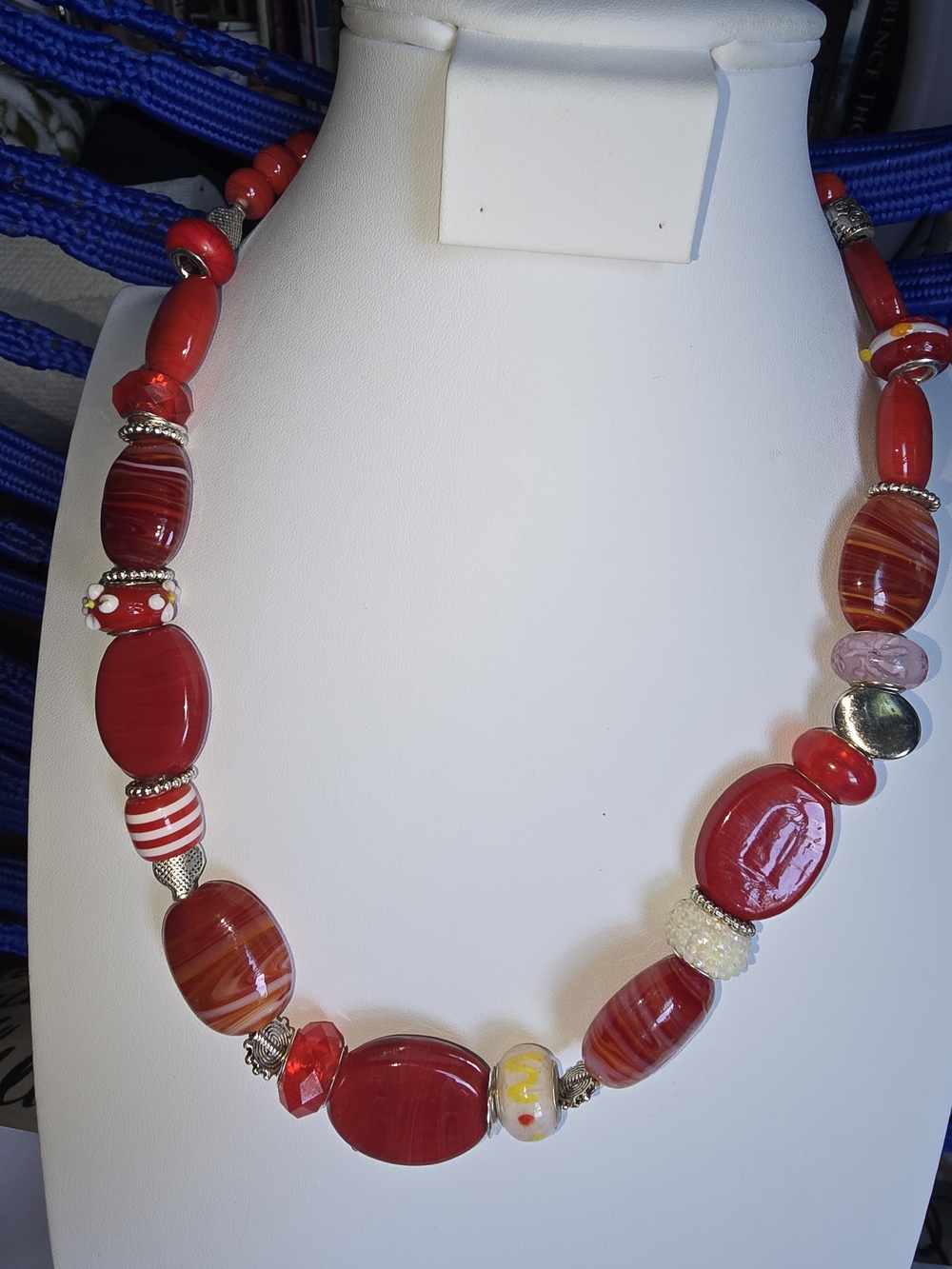 Handcrafted Red Glass Bead Necklace - Women Jewelry